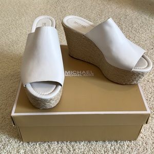 Michael Kors never been worn white wedge sandals size 8